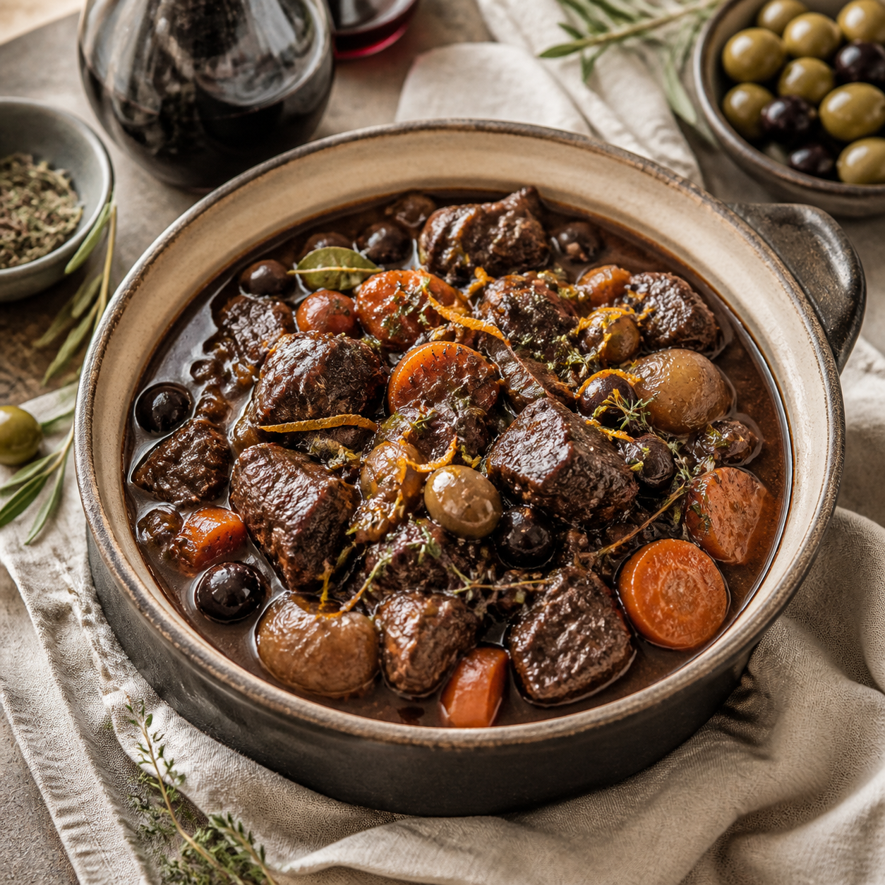 Daube provençale au vin rouge