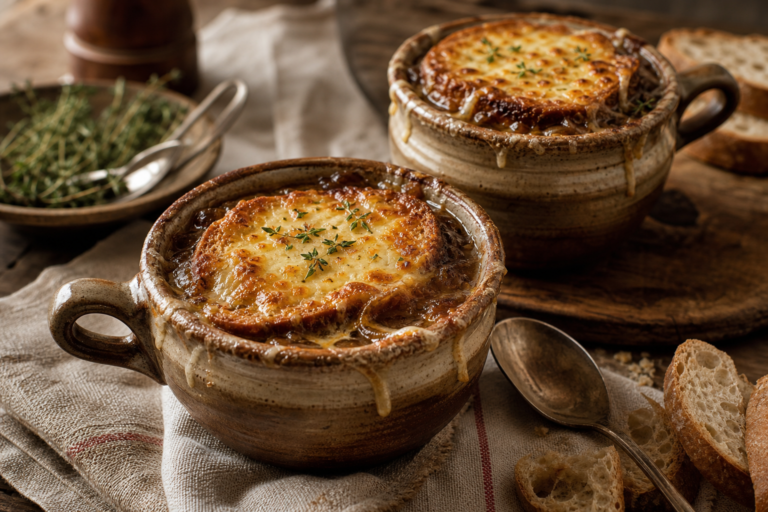 Soupe à l'oignon gratinée
